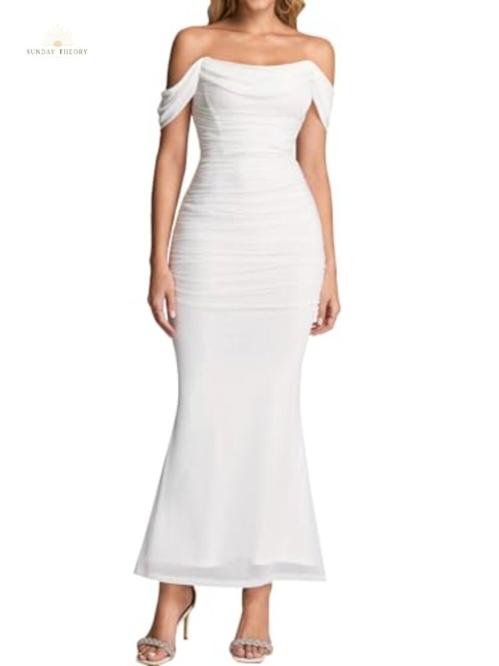 Off Shoulder Corset Maxi Bodycon Ruched Dress